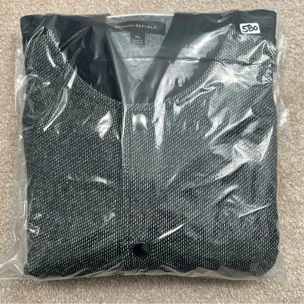 Banana Republic Jacket XL Black Snap Button Lightweight Bomber Style Preppy Men - Picture 15 of 15